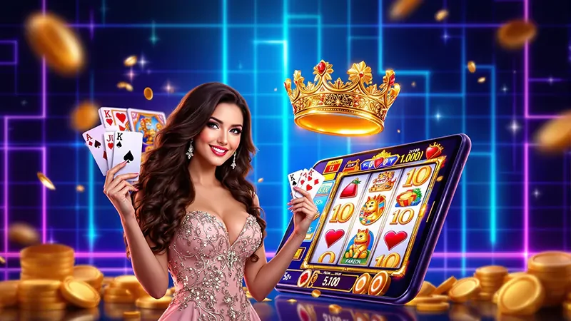 ภาพเกมสล็อตที่แสดงรีลและสัญลักษณ์พิเศษ